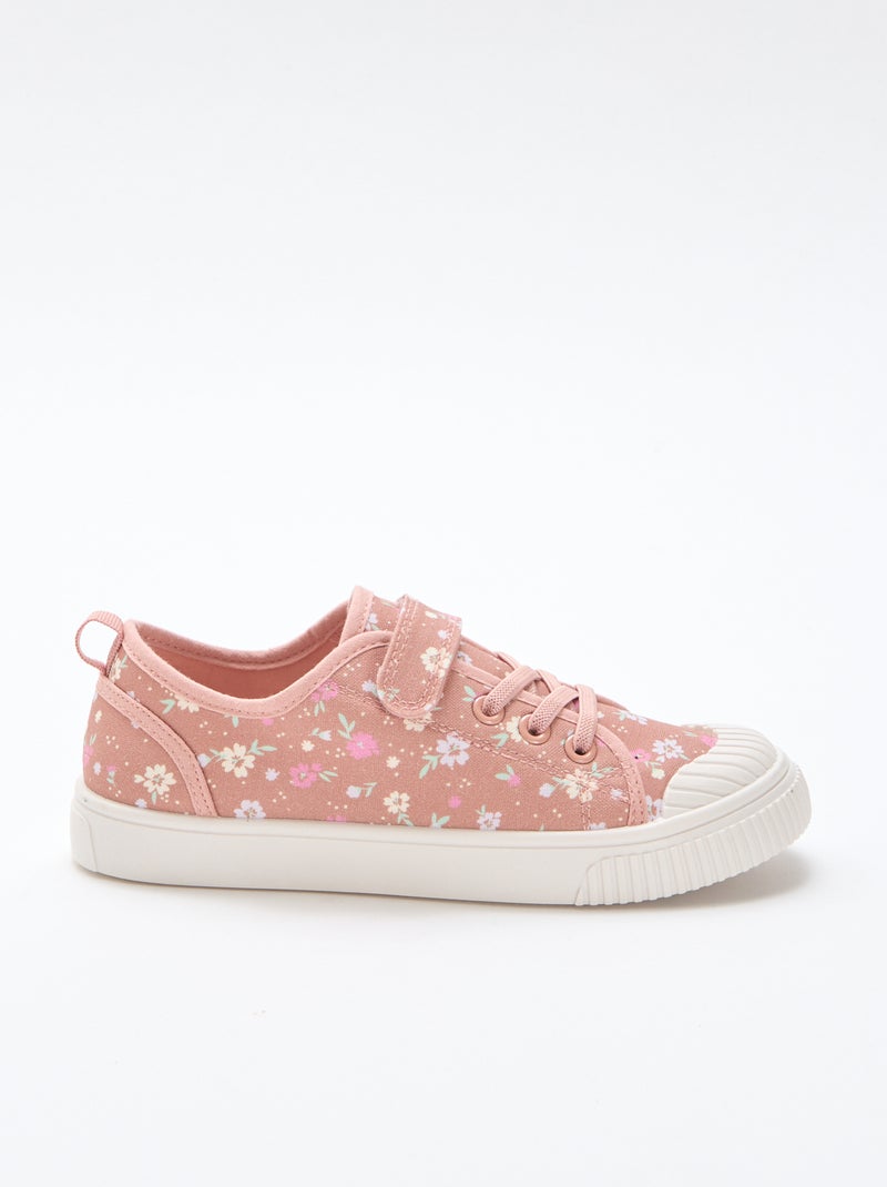 Baskets en toile imprimé fleurs Rose - Kiabi