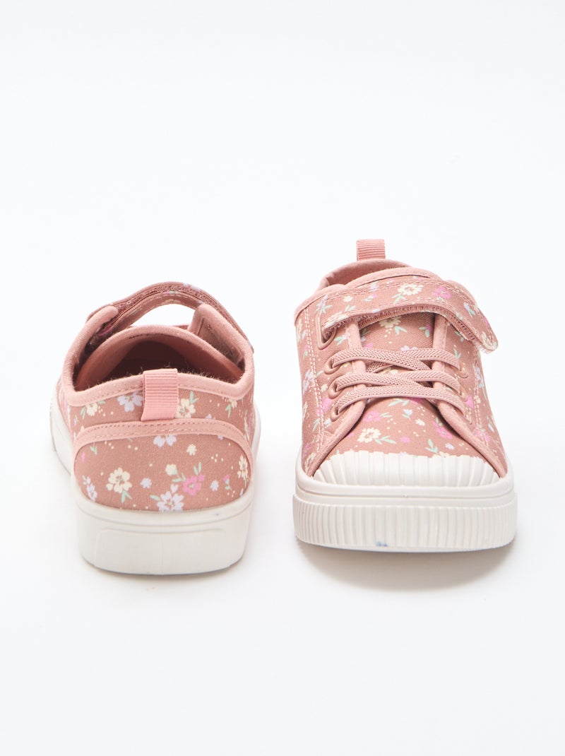 Baskets en toile imprimé fleurs Rose - Kiabi