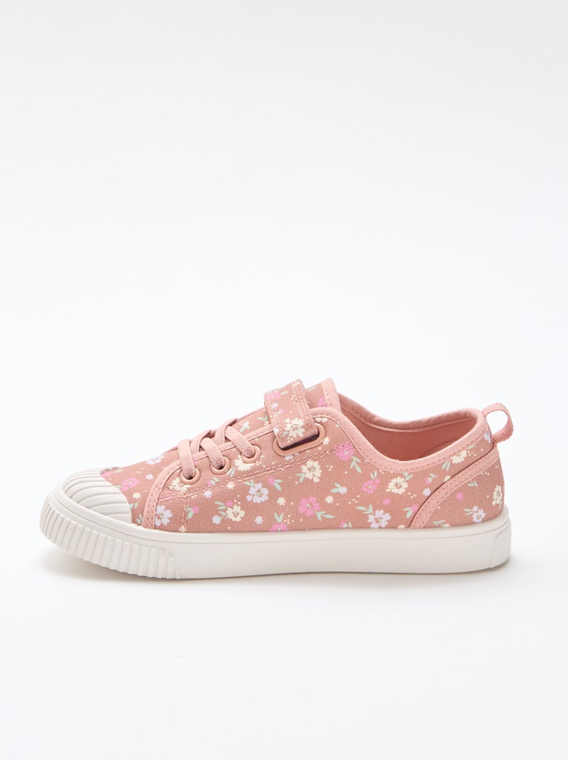 Baskets en toile imprimé fleurs Rose - Kiabi