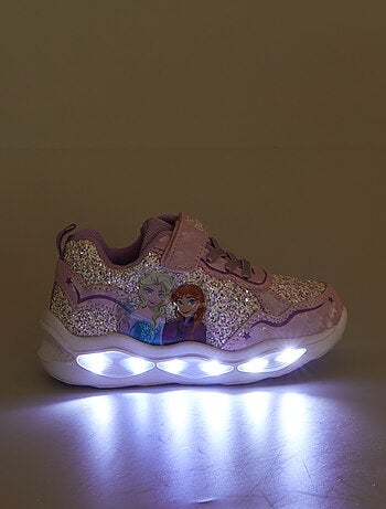 Baskets running lumineuses à paillettes rose fille