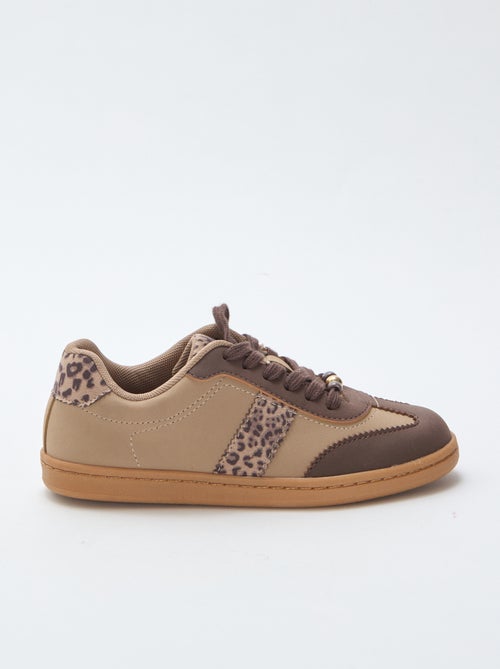 Baskets mode avec empiècements imprimés léopard - Kiabi