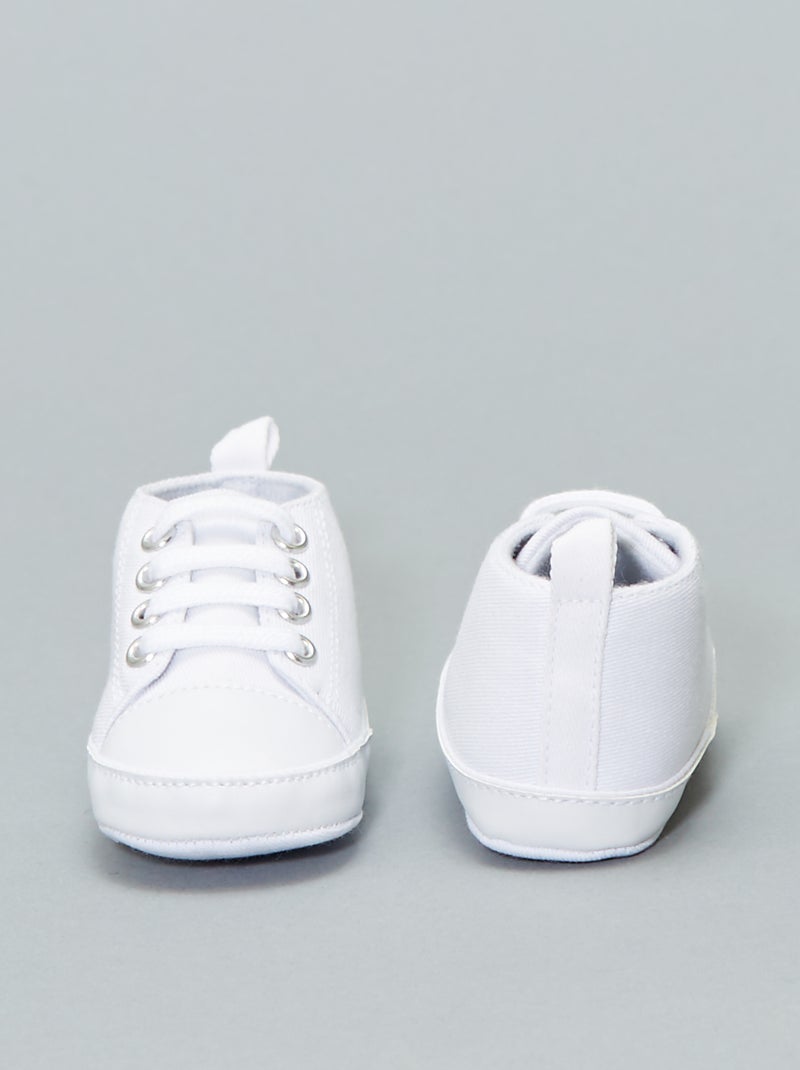 Baskets montantes en toile blanc - Kiabi