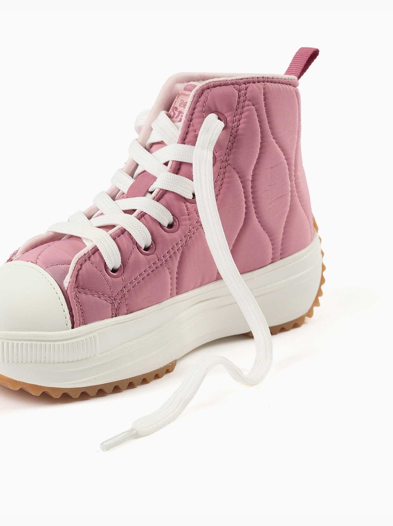 Baskets montantes matelassées avec imprimé Stitch Rose foncé - Kiabi