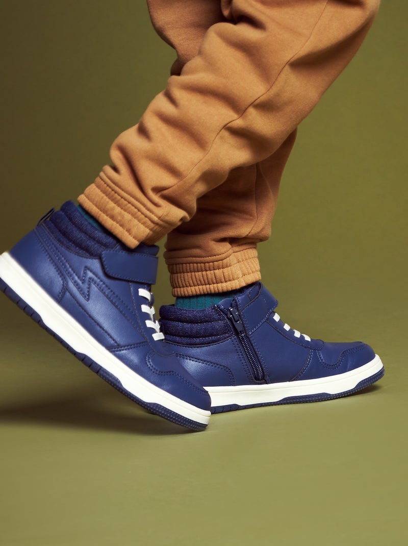 Baskets montantes tricolore bleu foncé - Kiabi