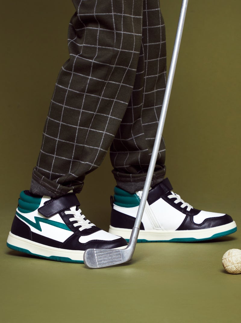 Baskets montantes tricolore Vert - Kiabi