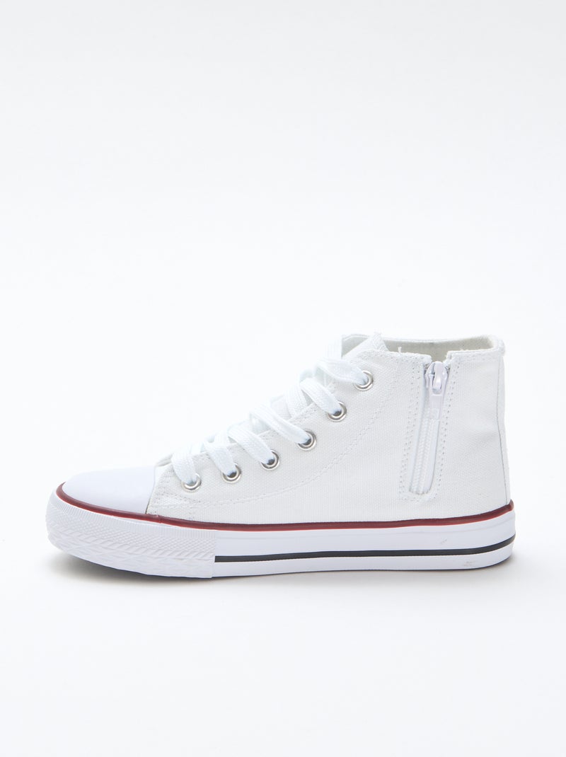 Baskets montantes zippées en toile Blanc - Kiabi