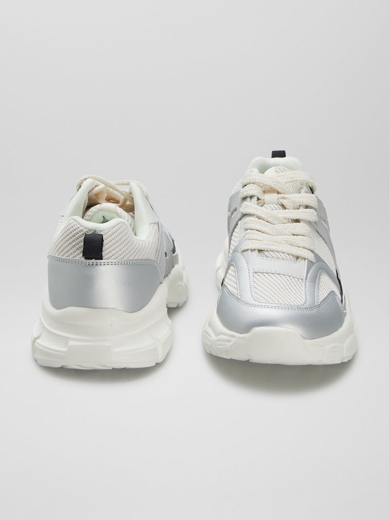 Baskets running semelles chunky Blanc - Kiabi