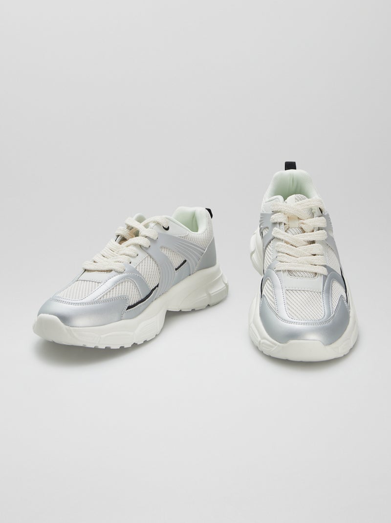 Baskets running semelles chunky Blanc - Kiabi