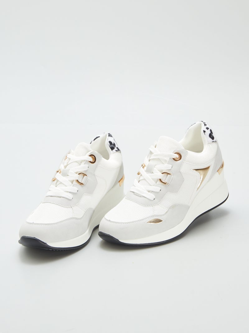 Baskets semelles compensées Blanc - Kiabi