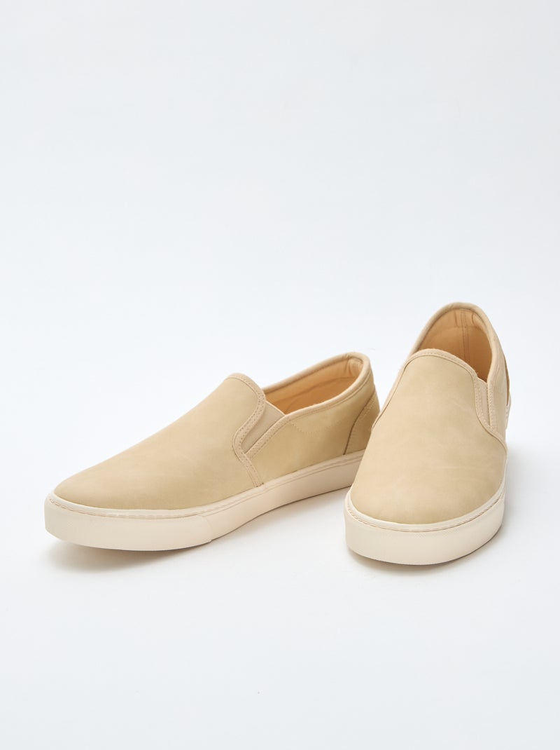 Baskets slip-on type suédine Beige - Kiabi