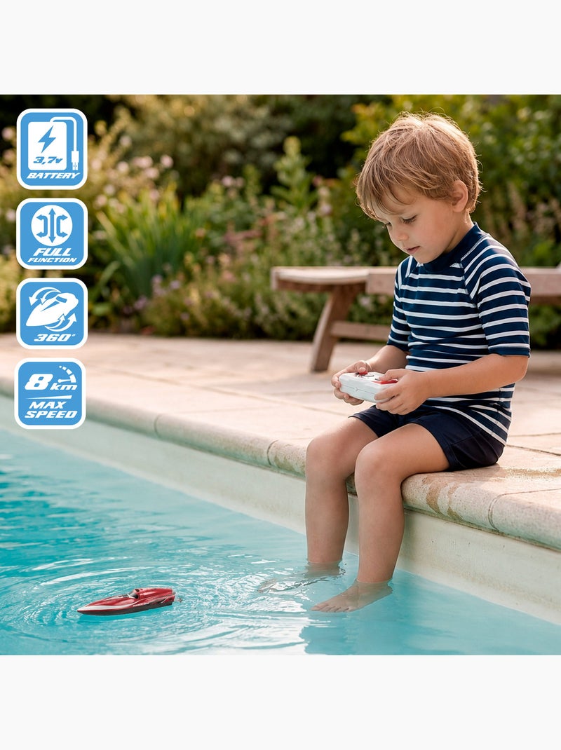 Bateau à moteur rouge radiocommandé + 4 ans d'abonnement speed&go N/A - Kiabi