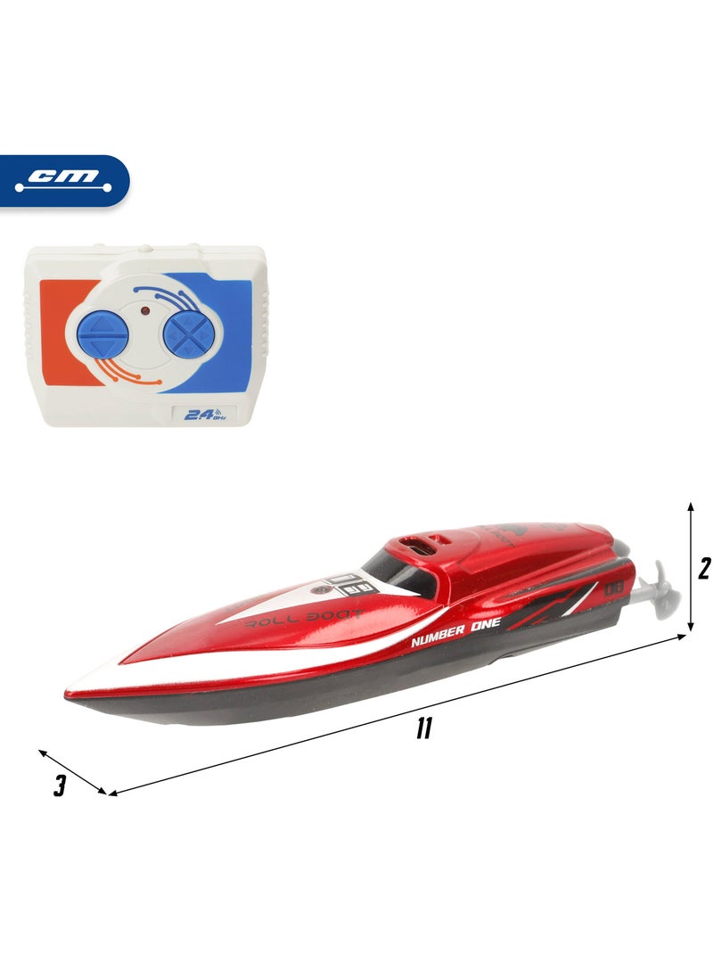 Bateau à moteur rouge radiocommandé + 4 ans d'abonnement speed&go N/A - Kiabi