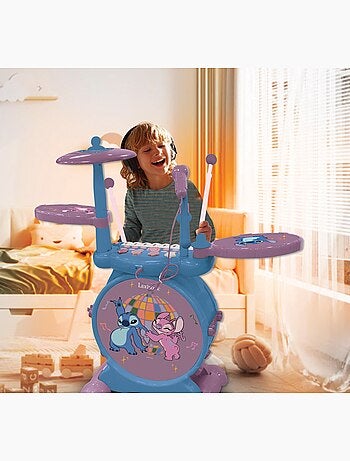 Batterie électronique lumineuse complète avec clavier, cymbales et tabouret stitch