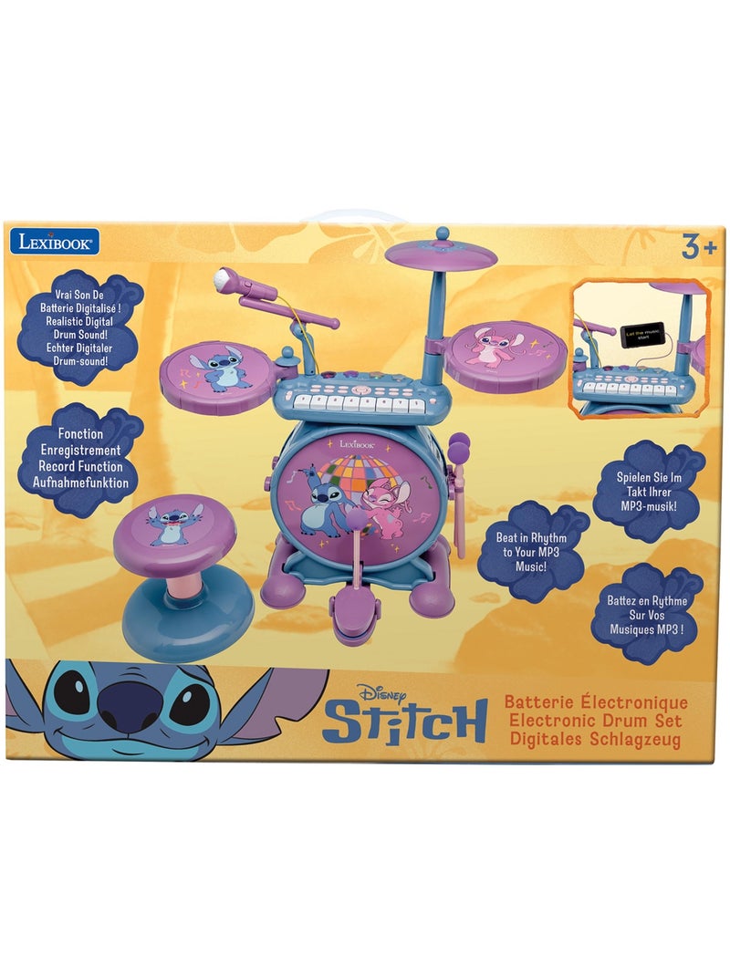 Batterie électronique lumineuse complète avec clavier, cymbales et tabouret stitch Rose - Kiabi