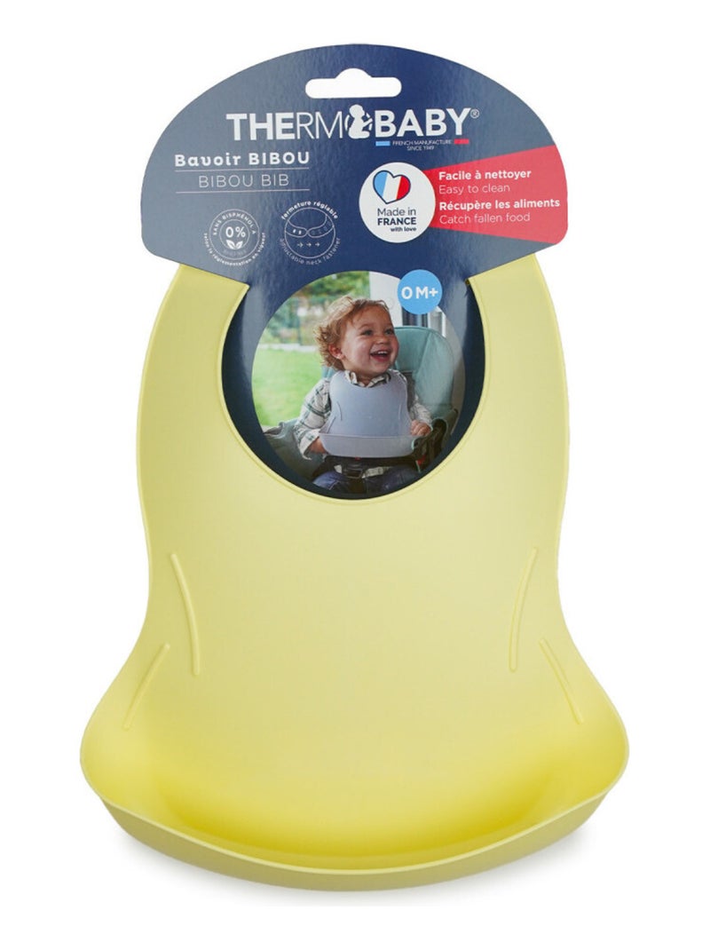 Bavoir bibou avec récupérateur Jaune citron - Kiabi