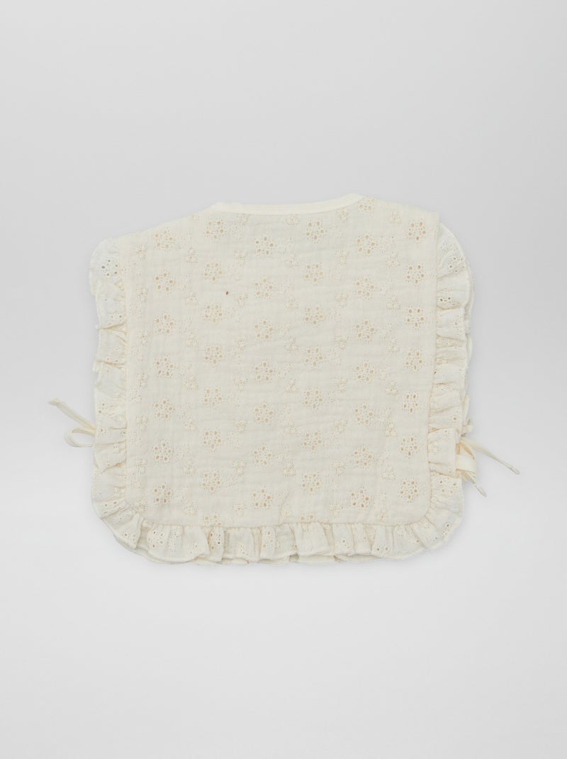 Bavoir double face avec broderie anglaise Beige - Kiabi