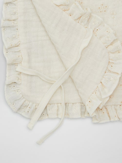 Bavoir double face avec broderie anglaise - Kiabi