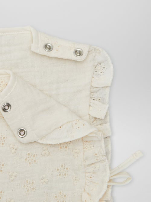 Bavoir double face avec broderie anglaise - Kiabi