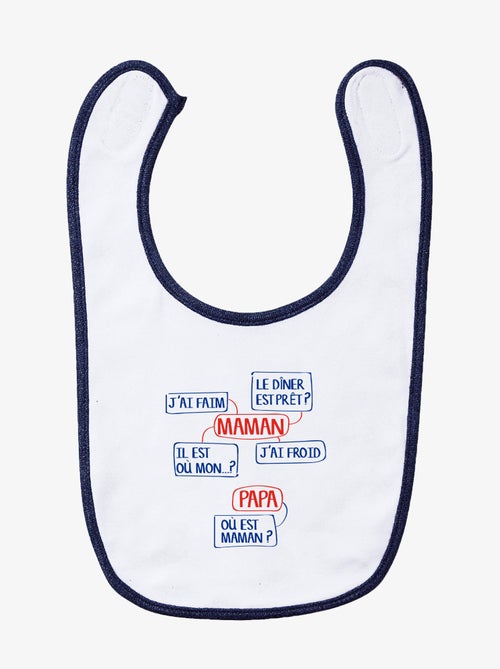 Bavoir MAMAN J'AI FAIM, LE DINER EST PRÊT? IL EST OÙ MON?... - Kiabi Bavoir MAMAN J'AI FAIM, LE DINER EST PRÊT? IL EST OÙ MON?... - Kiabi