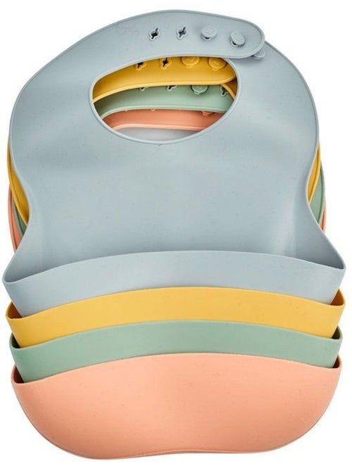 Bavoir silicone - thermobaby - avec récupérateur - jaune miel - Kiabi