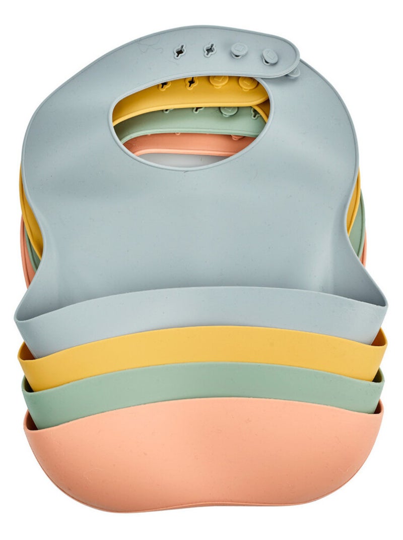 Bavoir silicone - thermobaby - avec récupérateur - pêche Orange - Kiabi