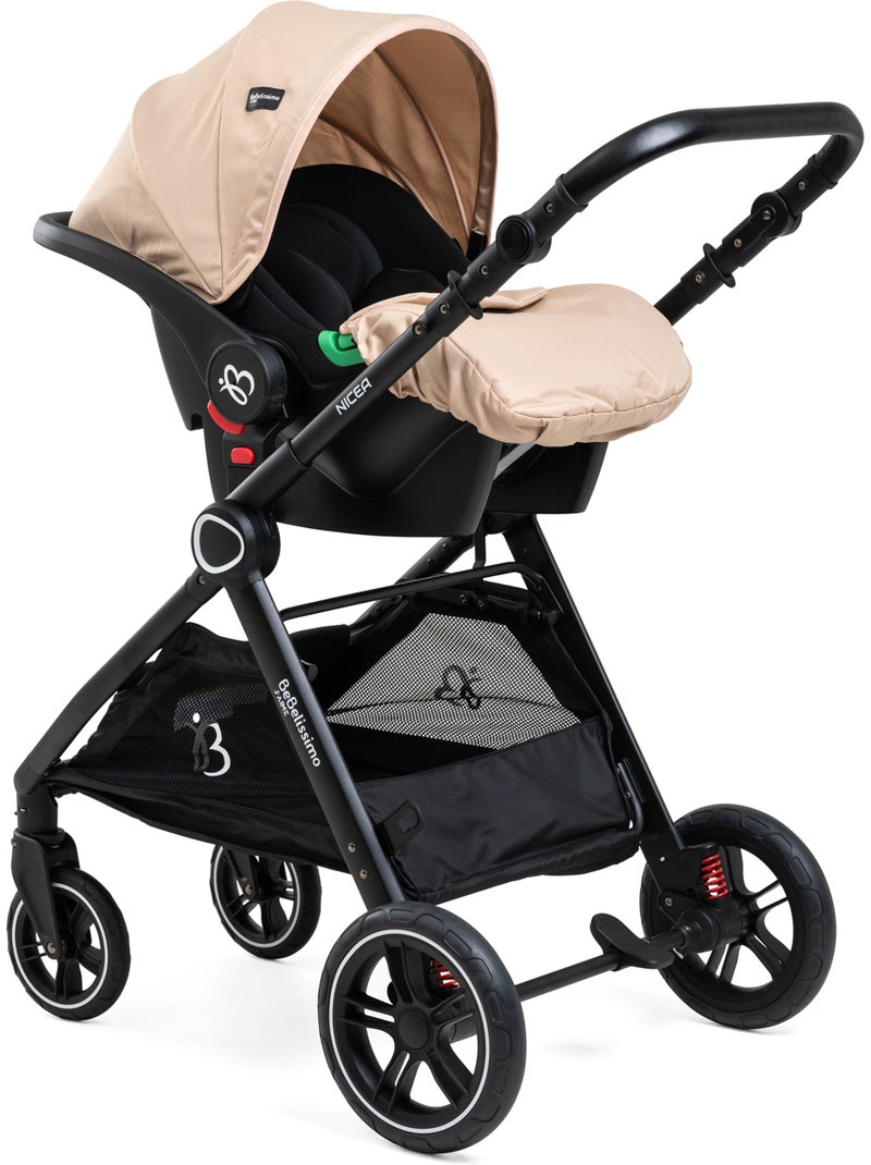 Bebelissimo - 3-in-1 trio-combinatiebuggy - autostoeltje 0+ nicea – reiswieg Beige - Kiabi