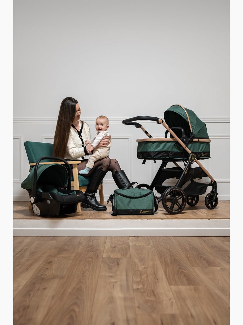 Bebelissimo - 3-in-1 trio-combinatiekinderwagen - autostoeltje 0+ iris – isofix-basis Groen - Kiabi