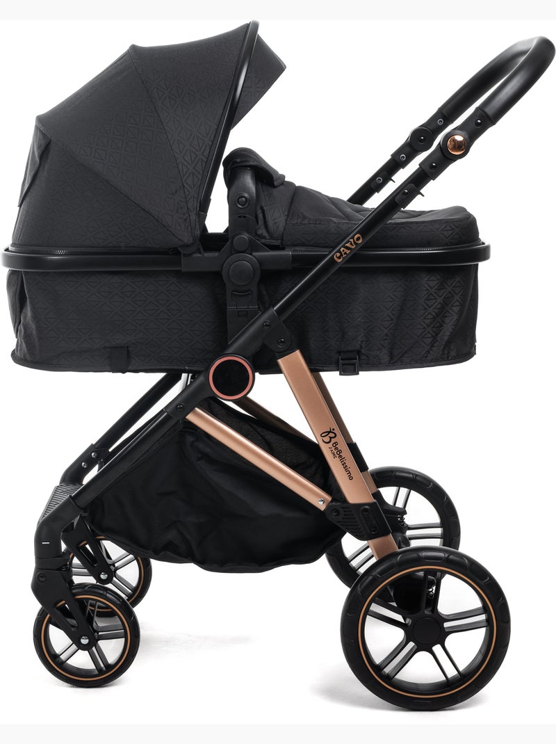 Bebelissimo - 3-in-1 trio-combinatiekinderwagen - autostoeltje 0+ iris – isofix-basis Wit Zwart - Kiabi