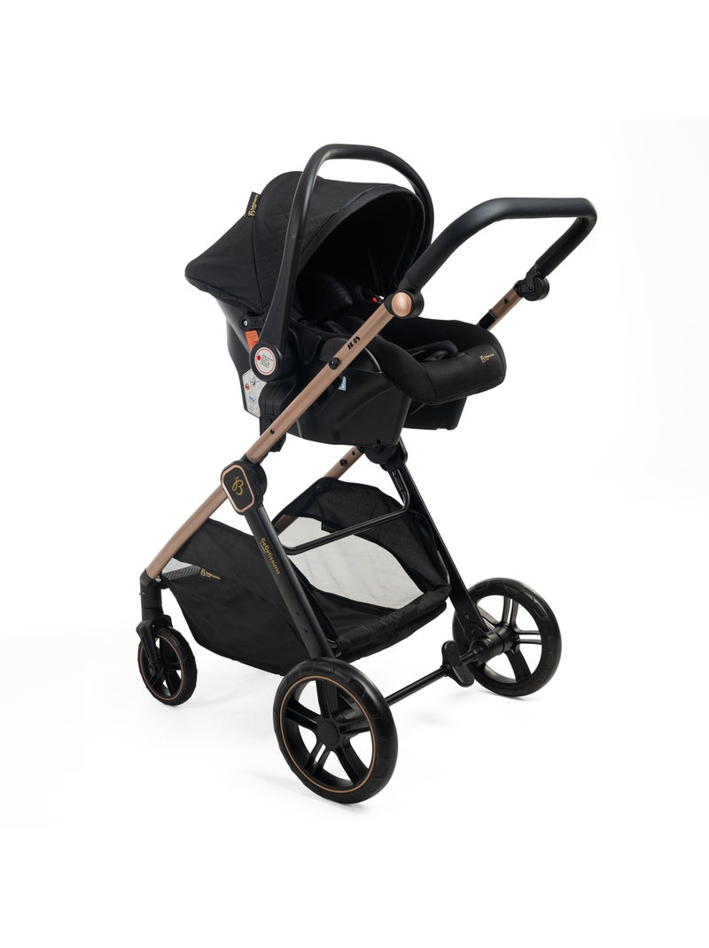 Bebelissimo - 3-in-1 trio-combinatiekinderwagen – autostoeltje 0+ iris – isofix-basis Zwart - Kiabi