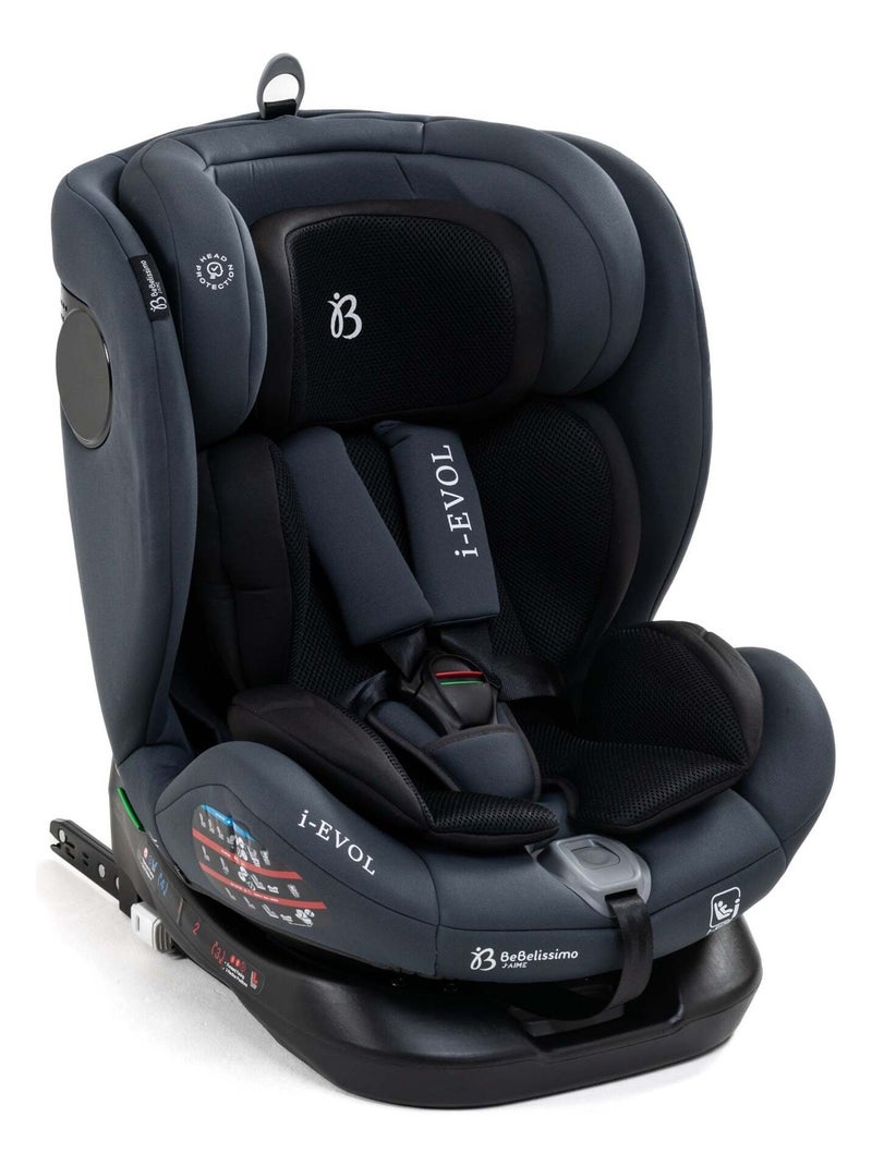 Bebelissimo - isofix-autostoeltje - 360° draaibaar - 40-150 cm - 0-36 kg - i-evol Antracietgrijs - Kiabi