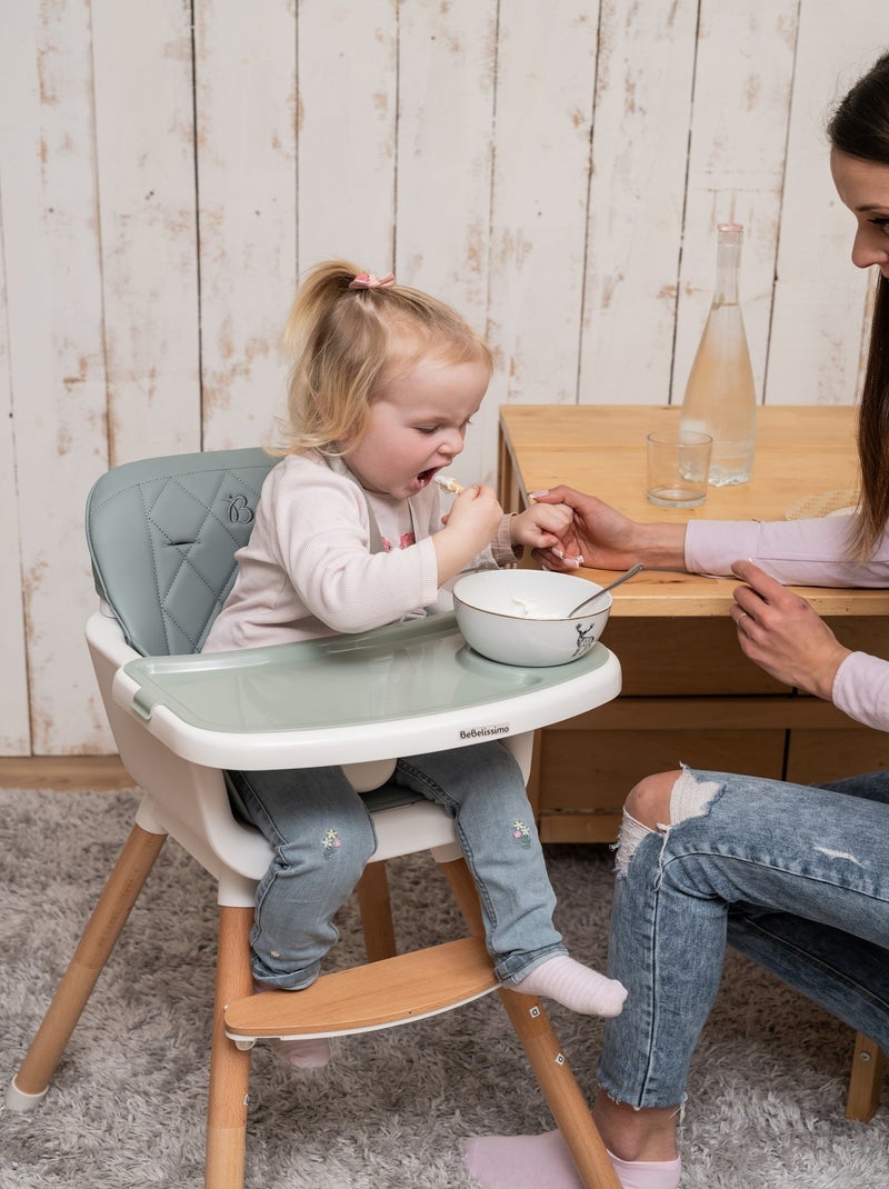 Bebelissimo - kindervoedingstoel - meegroeiend - verstelbaar - van hout - 2-in-1 Roze - Kiabi