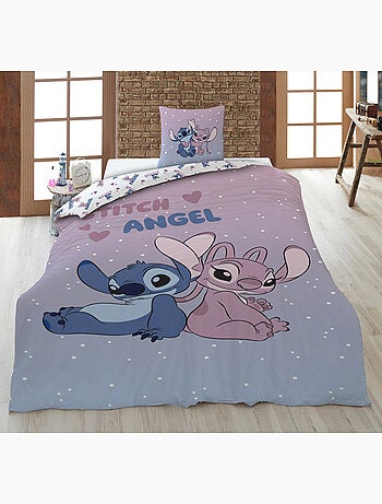 Beddengoed Stitch & Angel Disney 140x200 cm + Sloop 65x65 cm Katoenmix Omkeerbaar