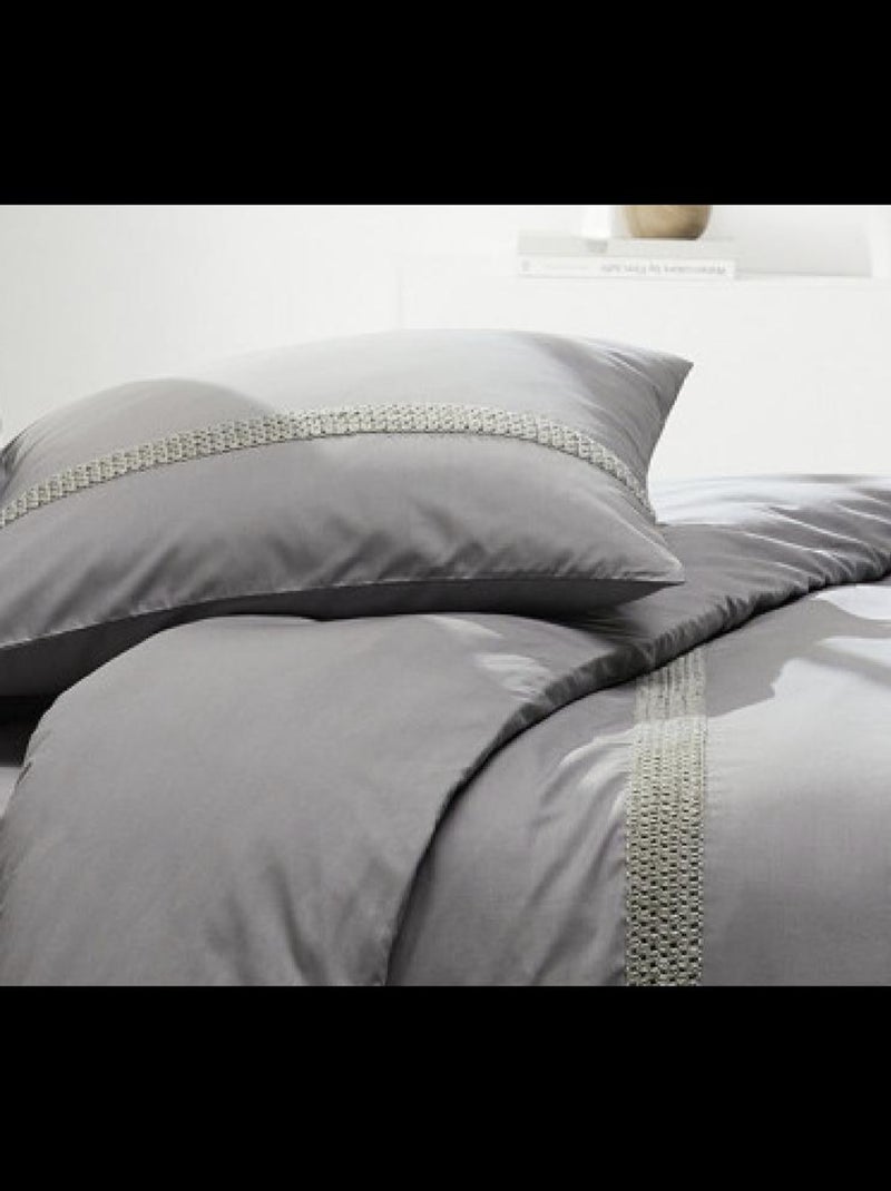 Beddengoed van katoen luxury macrame promo linge Zilvergrijs - Kiabi