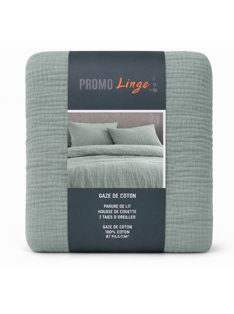 Beddengoed van katoenen gaas Alia PROMO LINGE Saliegroen - Kiabi