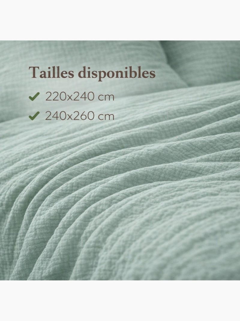 Beddengoed van katoenen gaas Alia PROMO LINGE Saliegroen - Kiabi