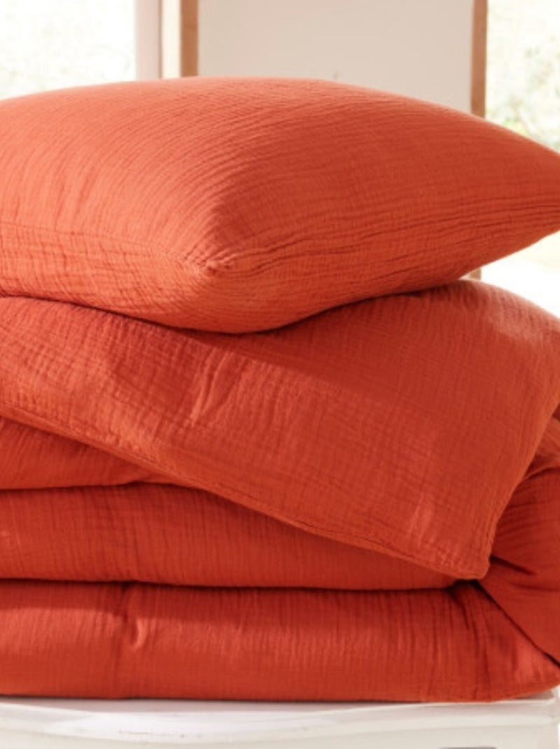 Beddengoed van katoenen gaas alia promo linge Terracotta - Kiabi