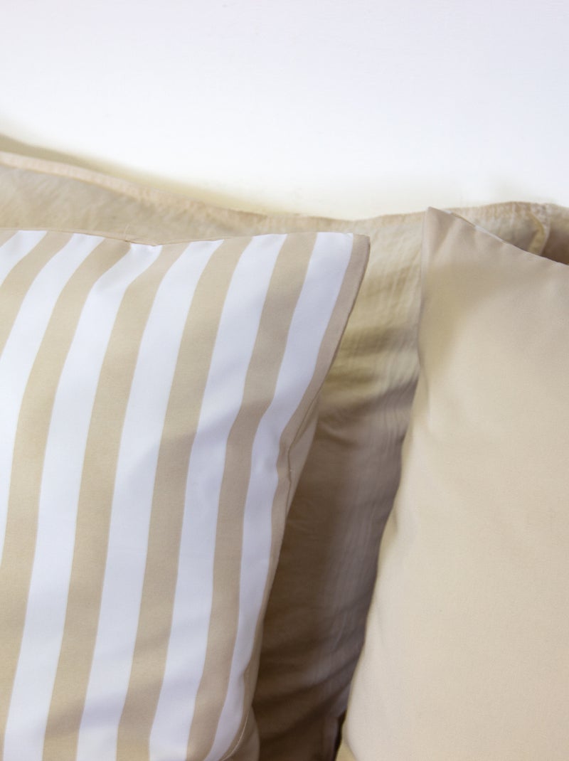 Beddengoedset 2-persoons (240 x 220 cm of 260 x 240 cm) - 1 dekbedovertrek + 2 kussenslopen Beige - Kiabi