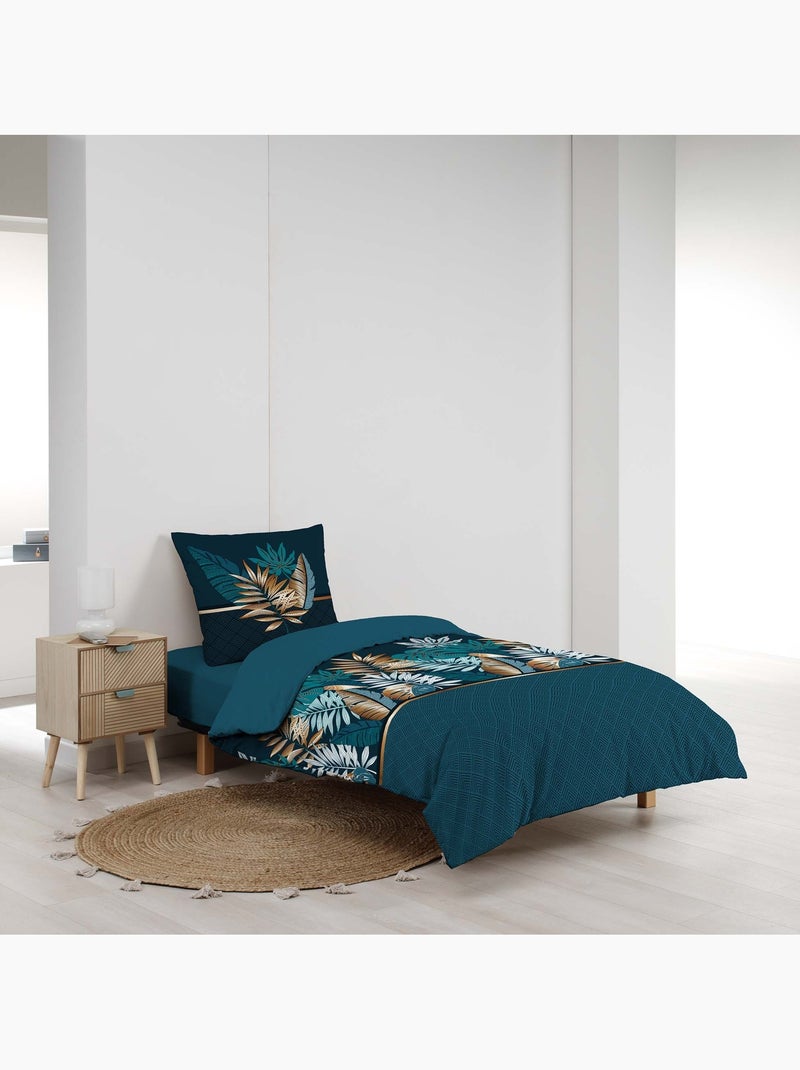 Beddengoedset alianor exotische bladeren Blauw - Kiabi