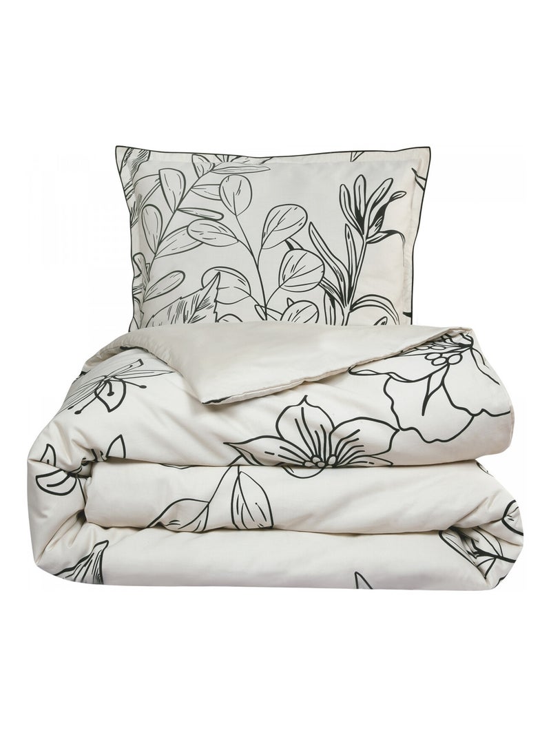 Beddengoedset katoen satijn botanisch 'Thais' Future Home Beige - Kiabi