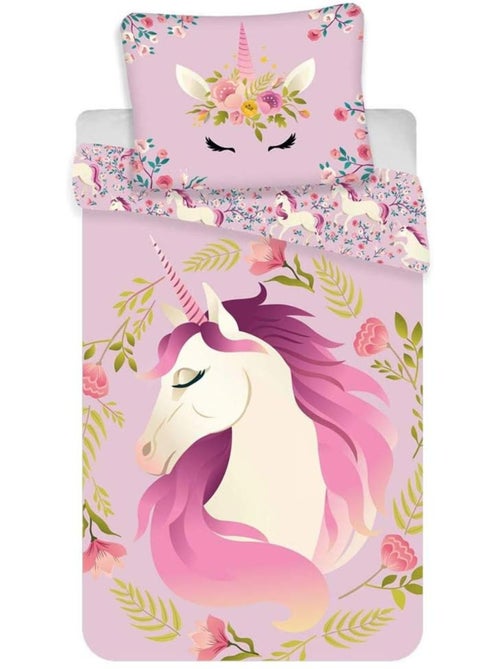 Beddengoedset 'Licorne' katoen bedrukt bloemen feuillage – 140x200 cm Jerry Fabrics - Kiabi Beddengoedset 'Licorne' katoen bedrukt bloemen feuillage – 140x200 cm Jerry Fabrics - Kiabi