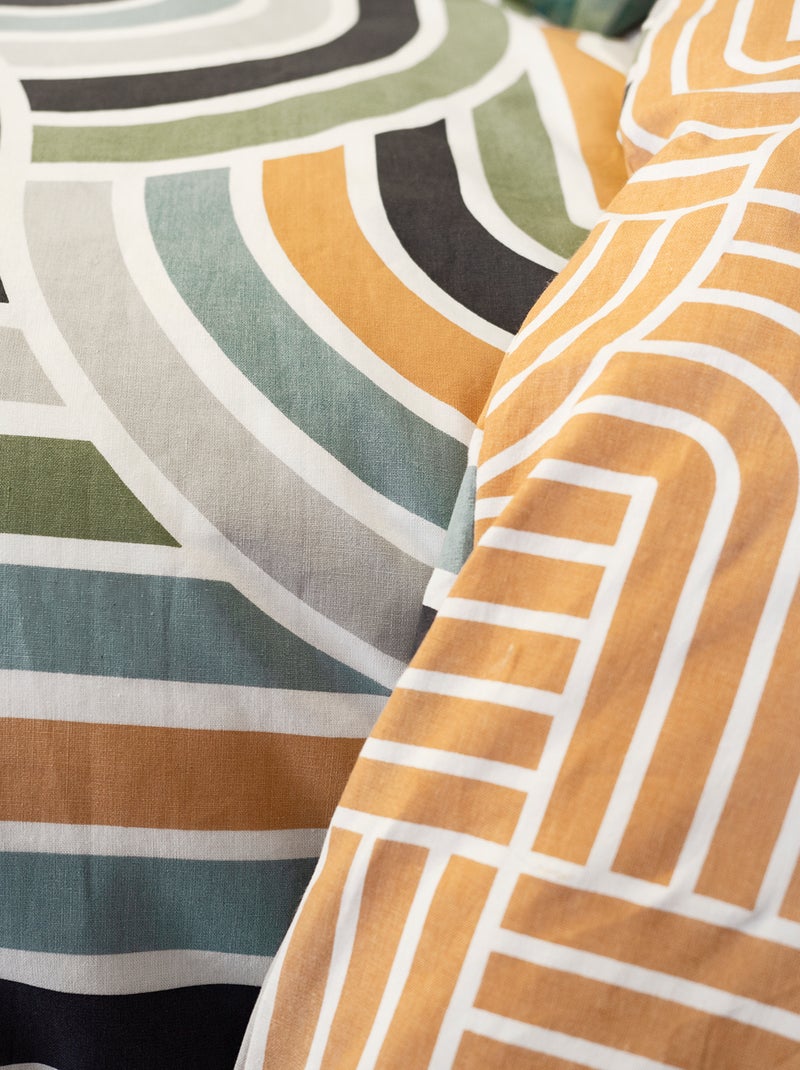 Beddengoedset met print - 240x220 cm - 2 personen Groen - Kiabi