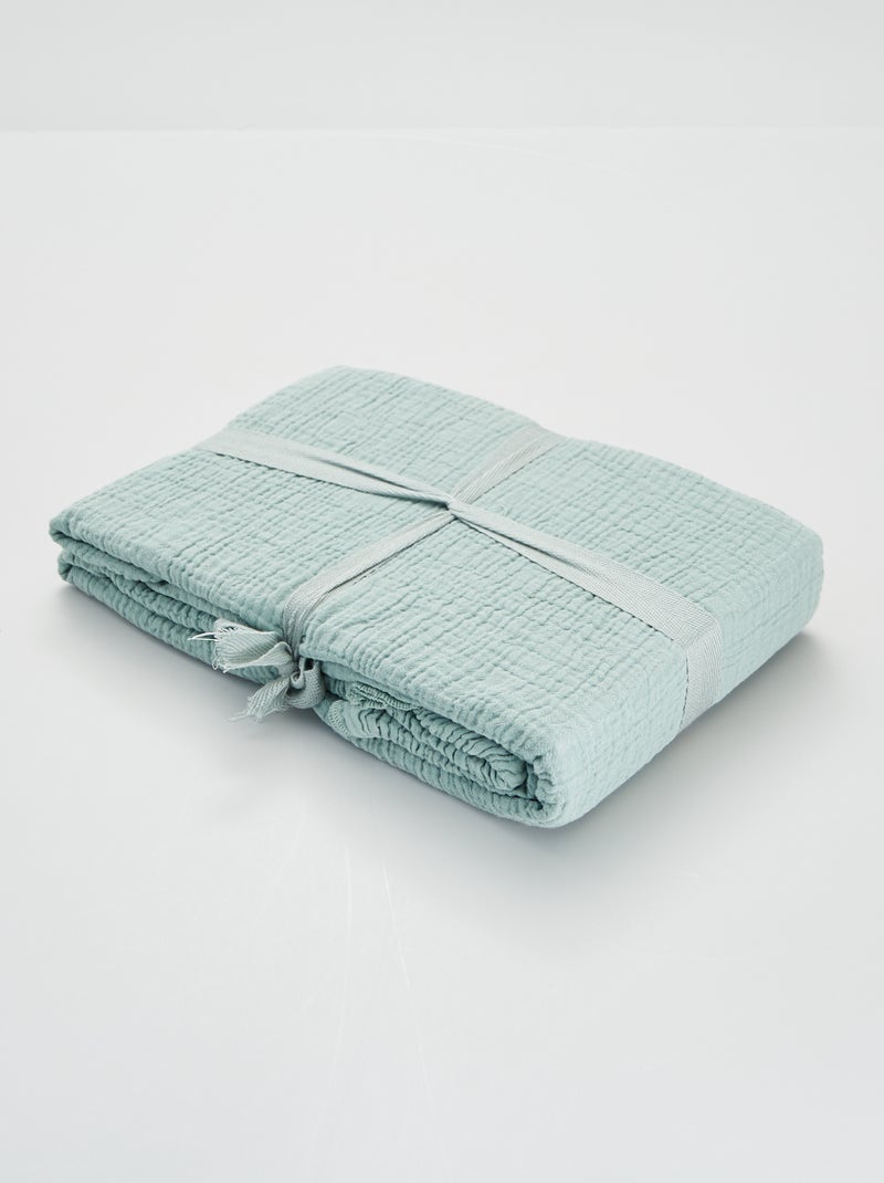 Beddensprei van zachte katoen voor eenpersoonsbed 130x160 cm Groente - Kiabi