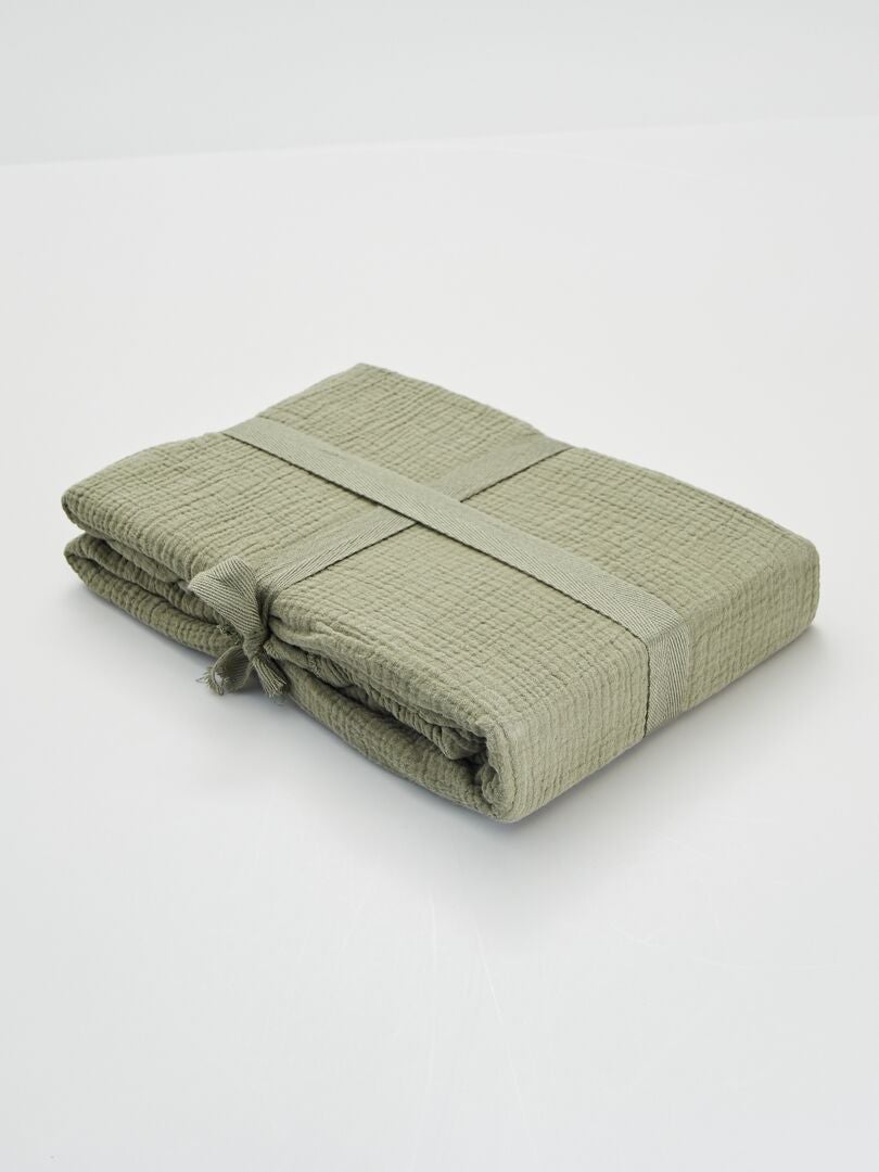 Beddensprei van zachte katoen voor eenpersoonsbed 130x160 cm khaki - Kiabi