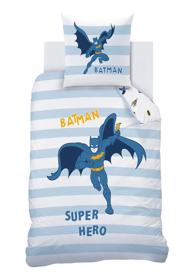 Bedlinnen set bedrukt 100% katoen, batman team Blauw - Kiabi