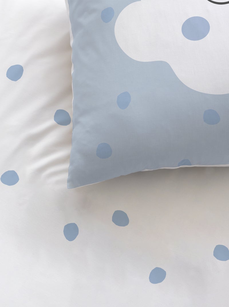 Bedlinnen set bedrukt 100% katoen, cumulus Blauw Wit - Kiabi