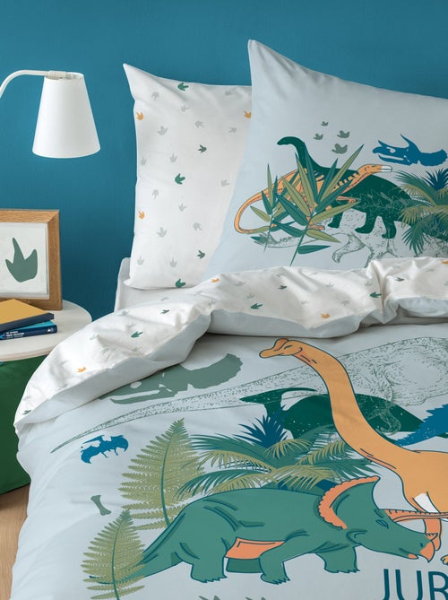 Bedlinnen set bedrukt 100% katoen, dino jungle - Kiabi