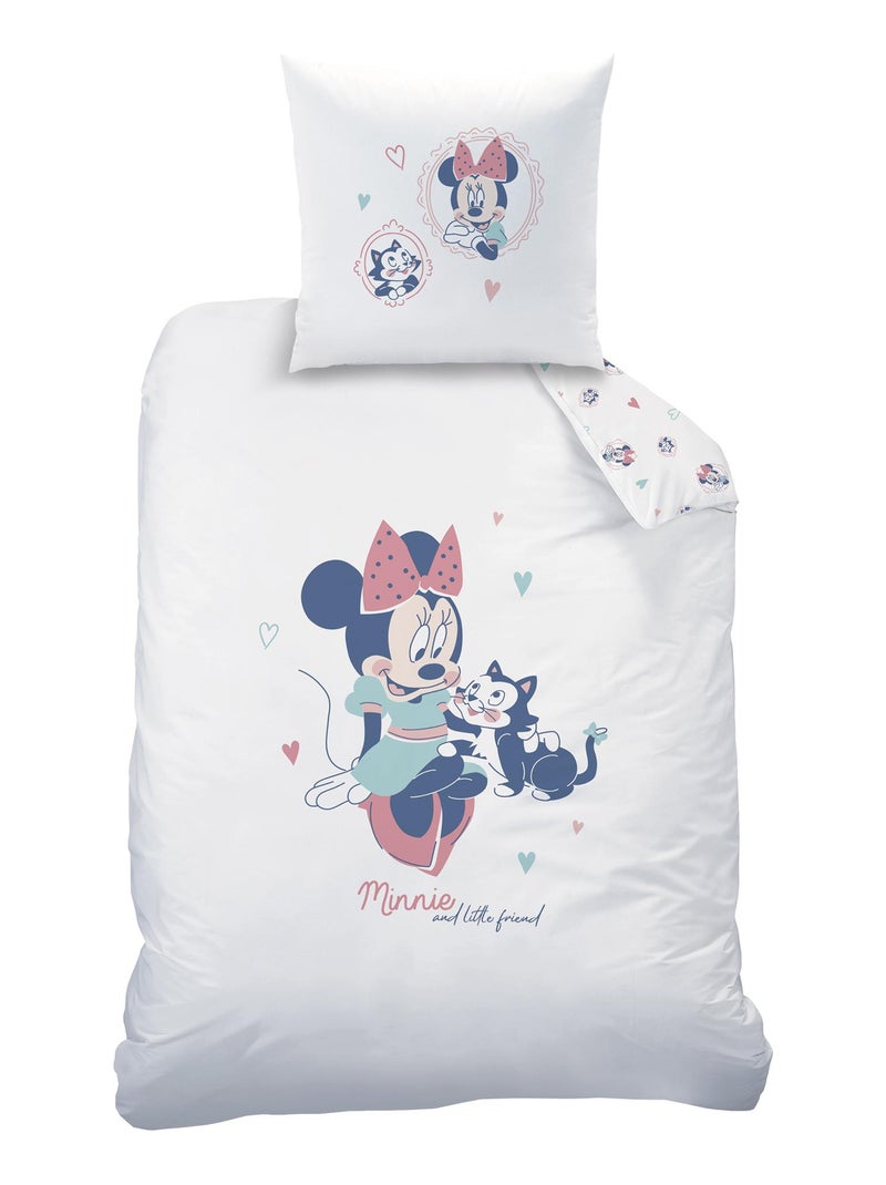 Bedlinnen set bedrukt 100% katoen, disney home minnie little friend Wit - Kiabi