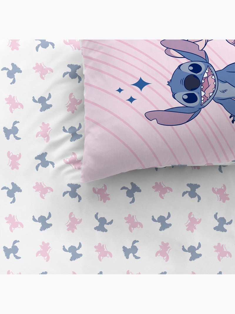 Bedlinnen set bedrukt 100% katoen, disney home stitch amour Roze - Kiabi