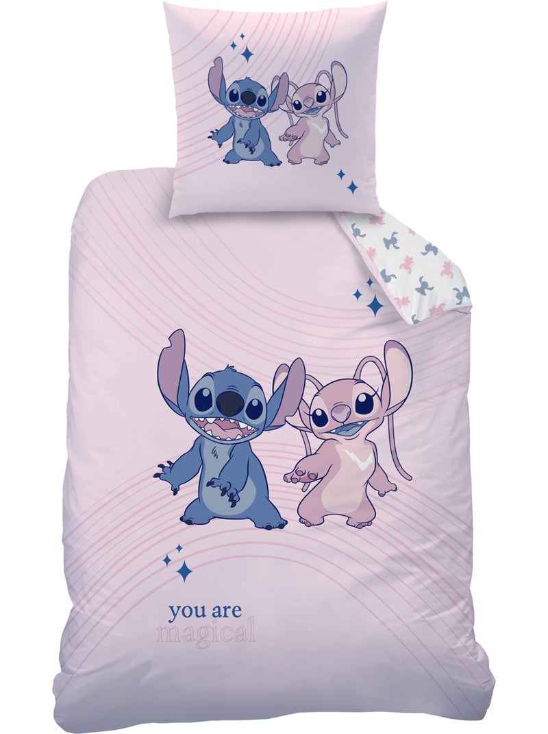 Bedlinnen set bedrukt 100% katoen, disney home stitch amour Roze - Kiabi