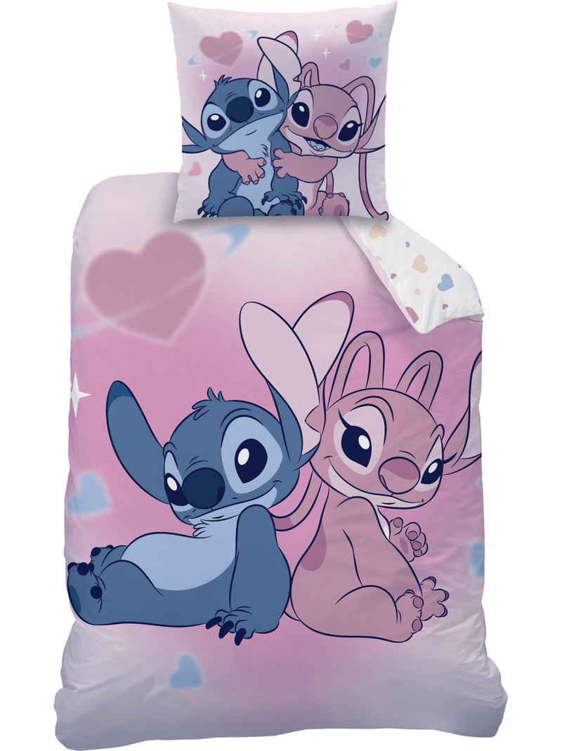 Bedlinnen set bedrukt 100% katoen, disney home stitch bisous Roze - Kiabi